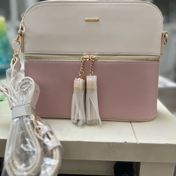 Lovevook Handbags - Brand New Lovevook Crossbody Bag Cream/Blush with Tassels Super Cute!